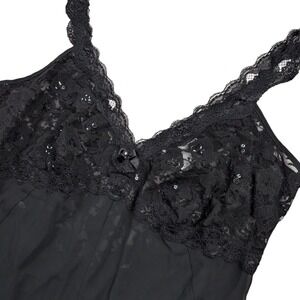 California Dynasty Lace‎ Sheer Full Slip Lingerie Dress Sz Medium Black Babydoll